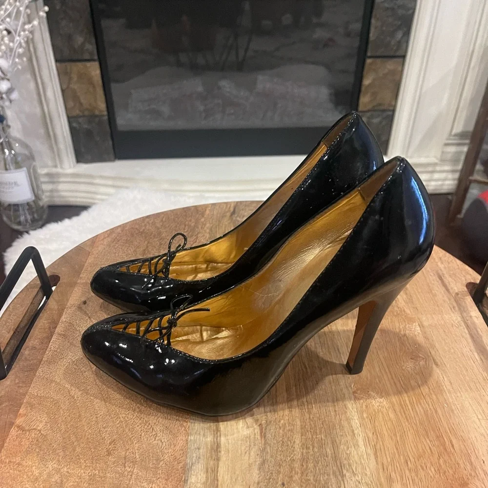 Report Signature Black leather heel - Picture 1 of 5